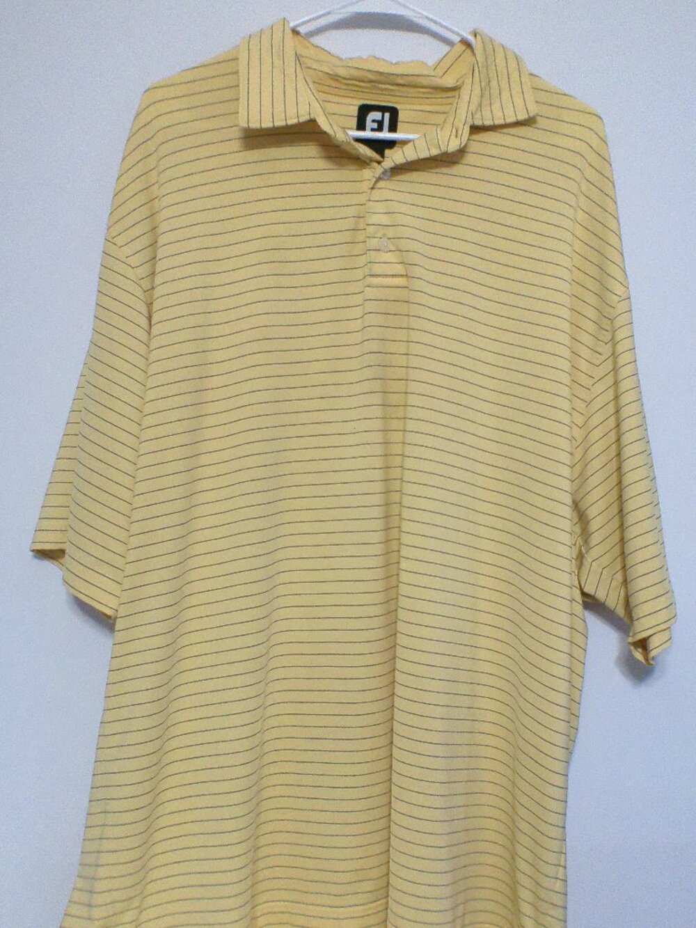 FootJoy FJ Striped Golf Polo Shirt Men’s XL Yellow Palmira Golf Club Performance
